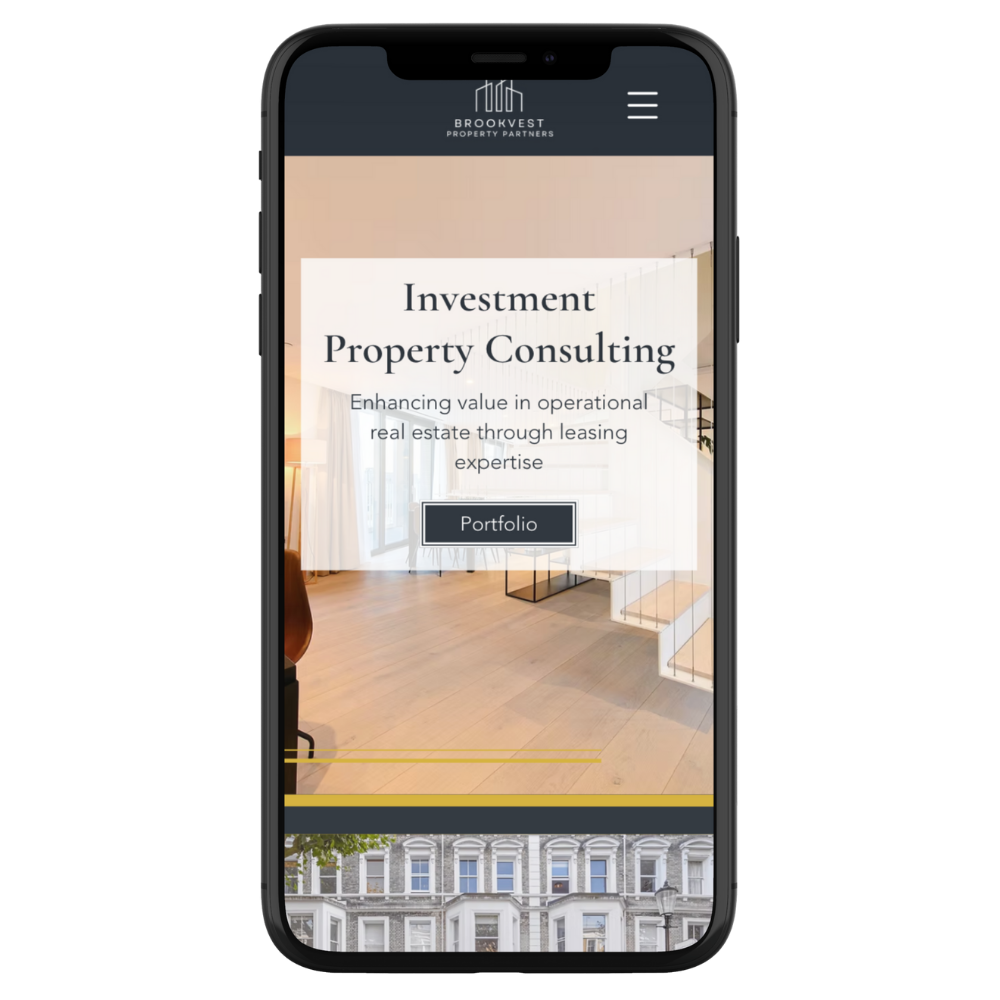 Screenshot of Brookvest website on mobile screen